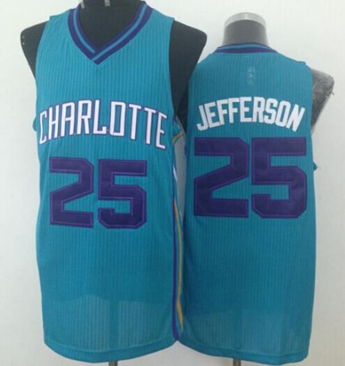 Men Charlotte Hornets #25 Al Jefferson Light Blue Throwback Stitched NBA Jersey